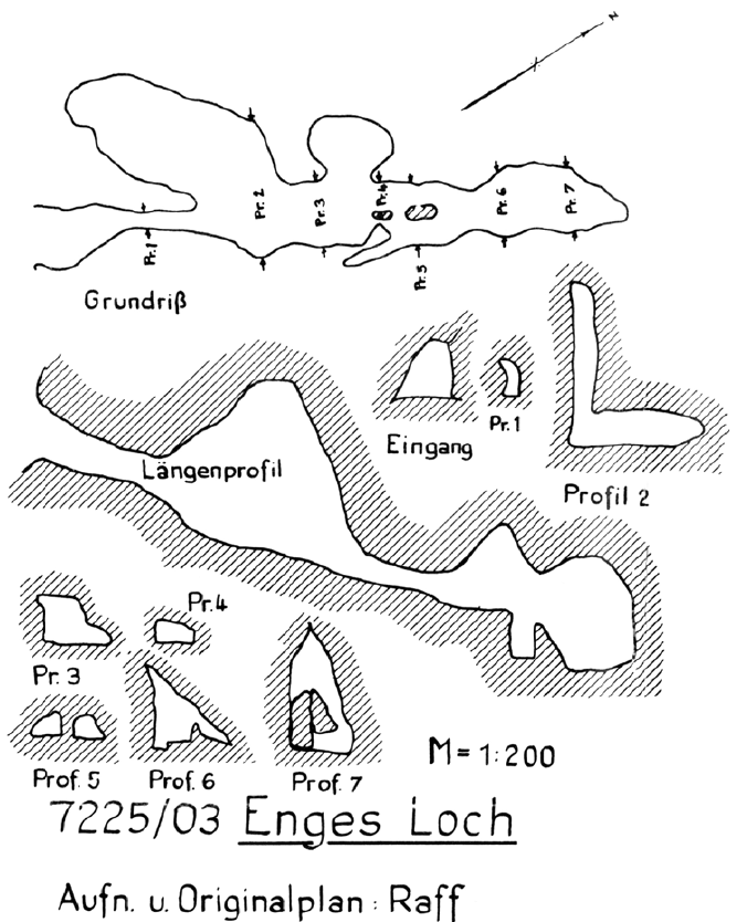 Raff, Julius & Werner; Höhlenplan Enges Loch (1966)
