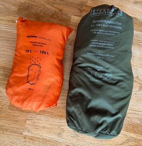 Kraxenponcho und Rucksacküberzug